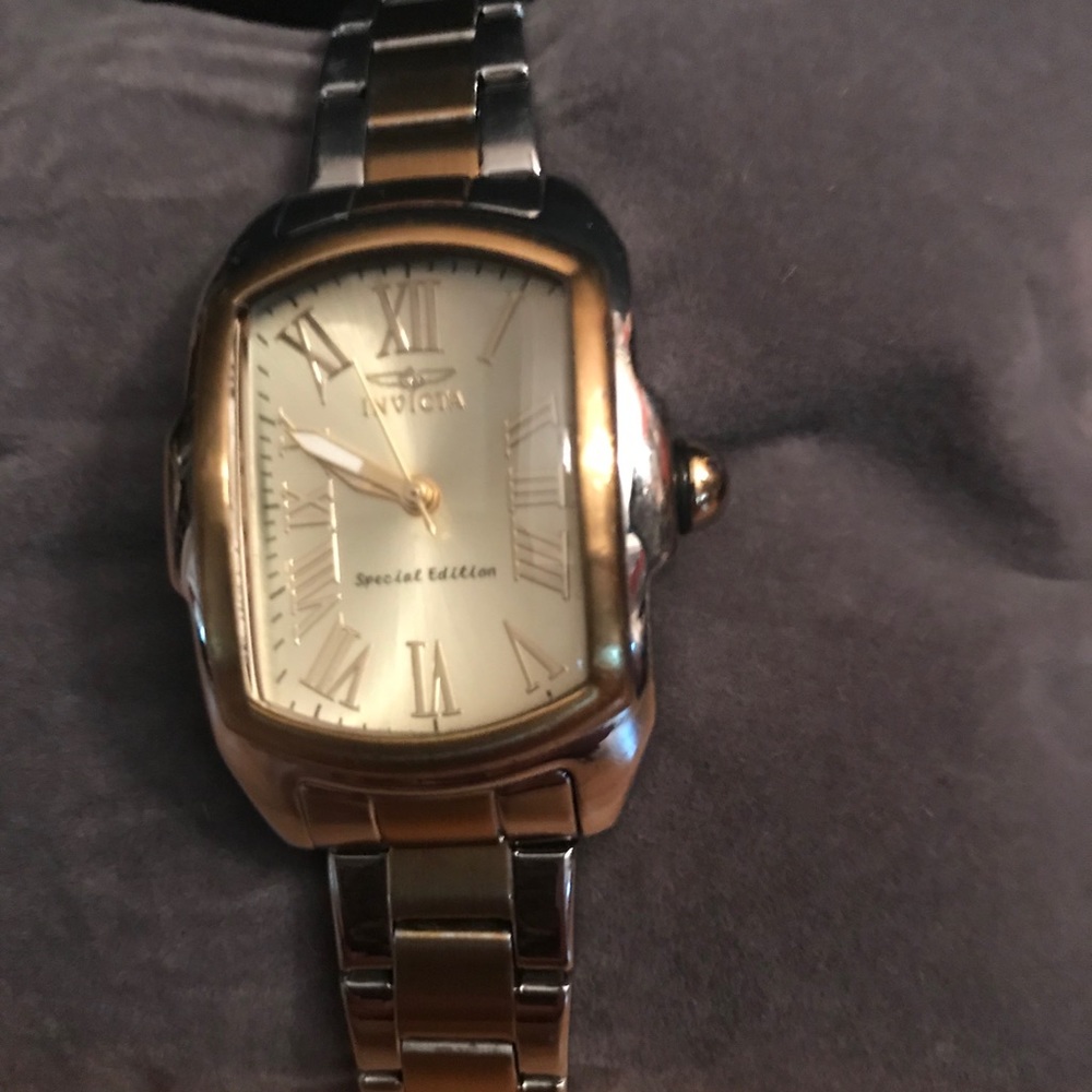 Invicta Two-Tone Gold and Silver Women's Rectangular Dial Watch